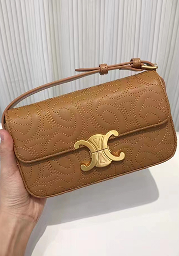 Yuga Leather Shoulder Bag Stitching Camel