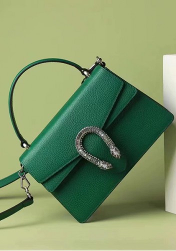 Jess Medium Top handle Leather Shoulder Bag Green