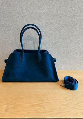 Ashley Suede Leather Bag Blue