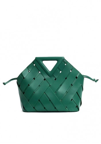 Euclid Medium Leather Woven Bag Green