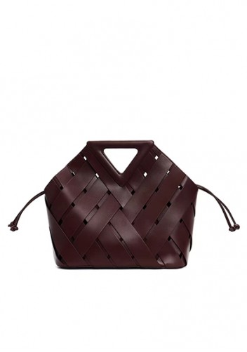 Euclid Medium Leather Woven Bag Choco