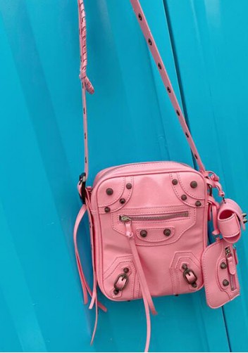 The Route 66 Vegan Leather Vertical Messenger Bag Pink
