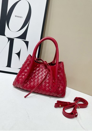 Mia Gallery Woven Vegan Leather Small Shoulder Bag Red