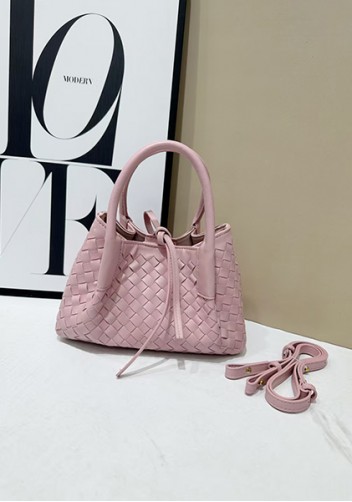 Mia Gallery Woven Vegan Leather Small Shoulder Bag Pink