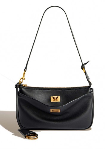 Monaco Glam Carry All Leather Clutch Bag Black Gold