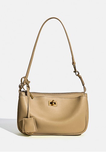 Monaco Glam Carry All Leather Clutch Bag Beige