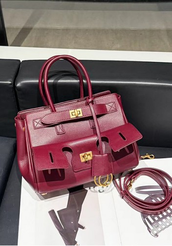 Monaco Glam Carry All Mini Leather Shoulder Bag Wine