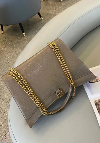 Bonnie Crush Vegan Leather Large Chain Shoulder Bag Grey