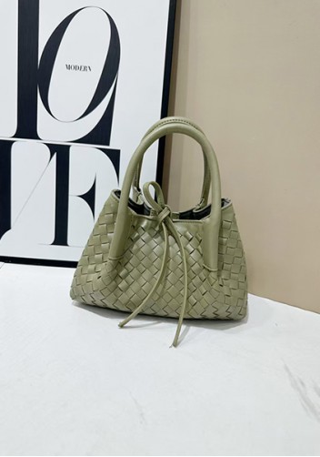 Mia Gallery Woven Vegan Leather Small Shoulder Bag Cave Green