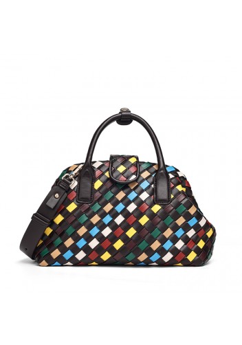 Georgia Woven Vegan Leather Shoulder Bag Multicolor