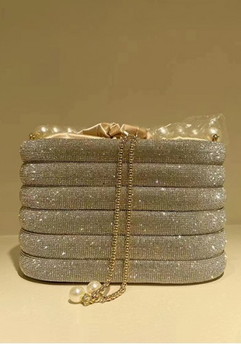 Elise Crystal-Embellished Bucket Silver