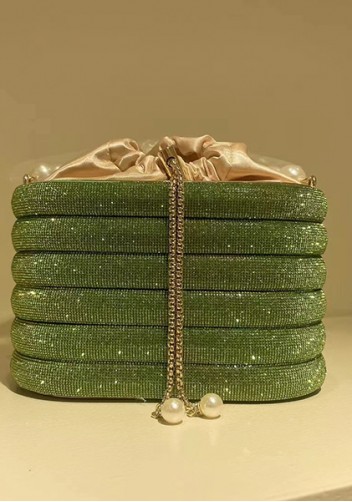 Elise Crystal-Embellished Bucket Green