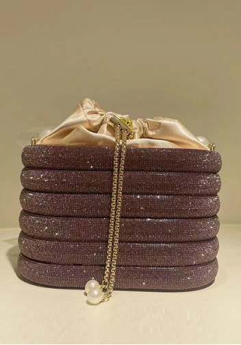 Elise Crystal-Embellished Bucket Dark Purple