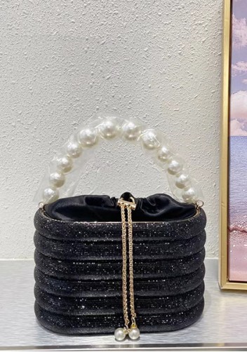 Elise Crystal-Embellished Bucket Black