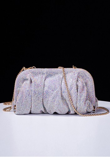 Elise Crystal-Embellished Pouch Silver