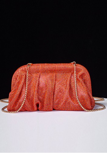 Elise Crystal-Embellished Pouch Orange