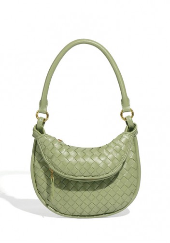 Gemini Woven Vegan Leather Mini Shoulder Bag Green