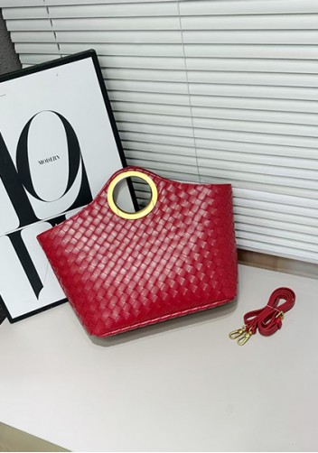 Outing Woven Vegan Leather Bag Red