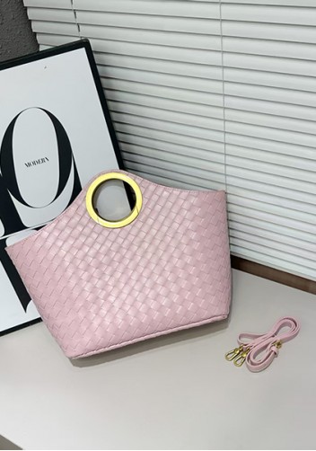 Outing Woven Vegan Leather Bag Pink