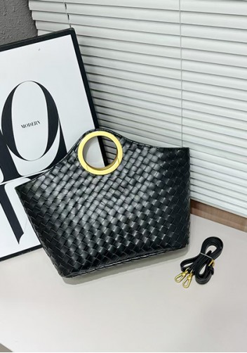 Outing Woven Vegan Leather Bag Black