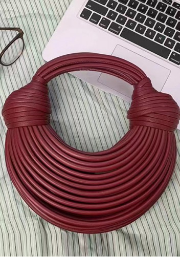 Dina Spaghetti Vegan Leather Knot Shoulder Bag Wine