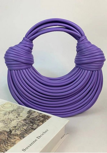 Dina Spaghetti Vegan Leather Knot Shoulder Bag Purple