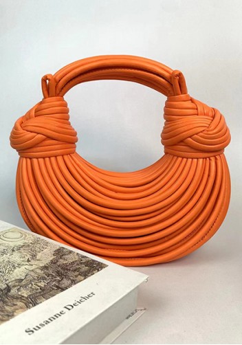 Dina Spaghetti Vegan Leather Knot Shoulder Bag Orange