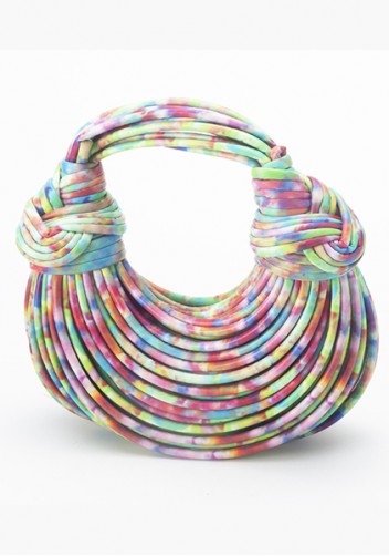 Dina Spaghetti Vegan Leather Knot Shoulder Bag Multi Coloured Green