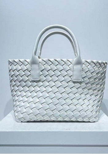 Grand Boulevard Woven Small Tote White