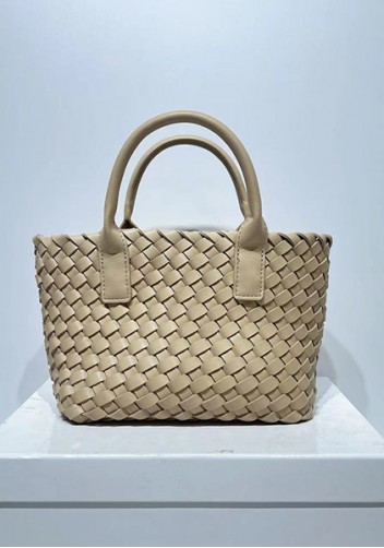 Grand Boulevard Woven Small Tote Beige