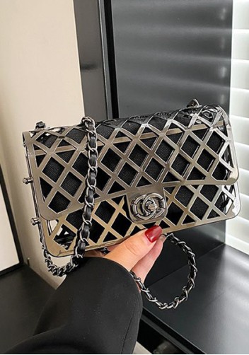 Adele Metal Flap Chain Shoulder Bag Gun-color