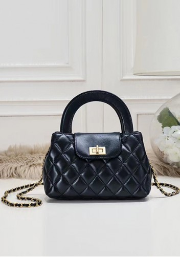 Adele Flap Top Handle Leather Shoulder Bag Black