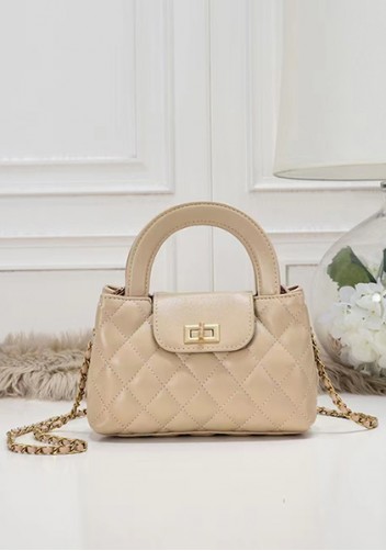 Adele Flap Top Handle Leather Shoulder Bag Beige