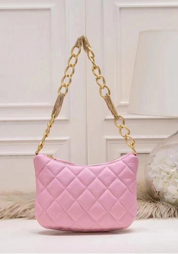 Adele Lambskin Chain Hobo Pink