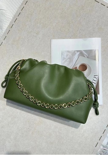 Salsa Leather Medium Drawstring Bag Green