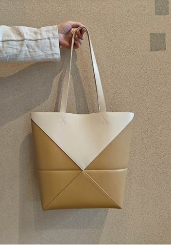 Adrienne Patchwork Leather Medium Tote White Yellow