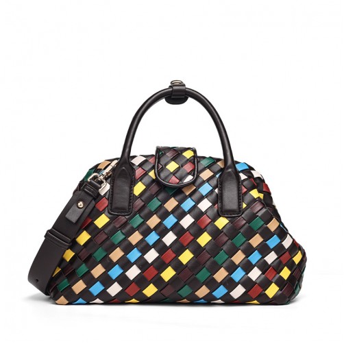 Georgia Woven Vegan Leather Shoulder Bag Multicolor