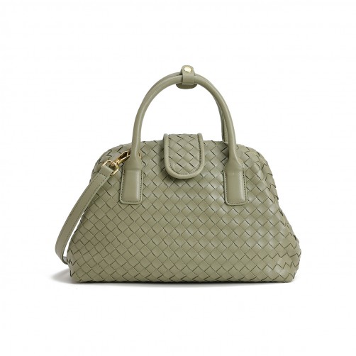 Georgia Woven Vegan Leather Shoulder Bag Green