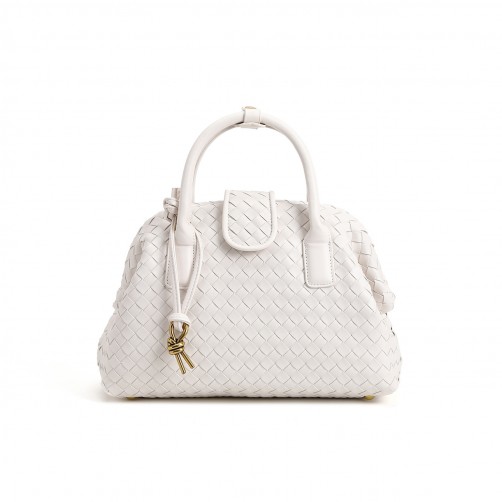 Georgia Woven Vegan Leather Shoulder Bag Cream