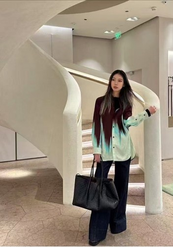 Mia Gallery Woven Leather Shoulder Large Bag Black