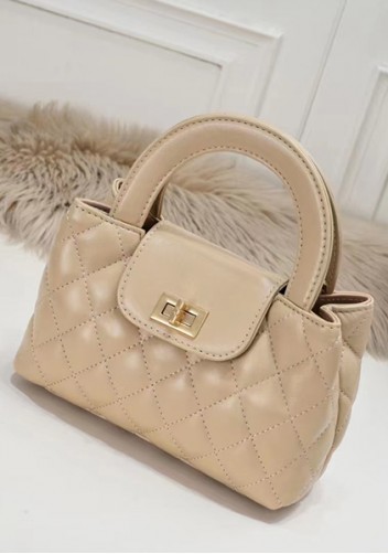 Adele Flap Top Handle Leather Shoulder Bag Beige