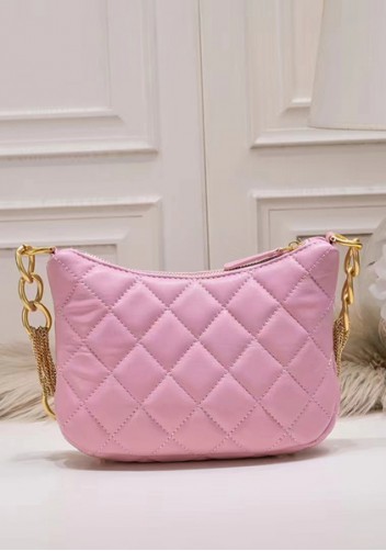 Adele Lambskin Chain Hobo Pink