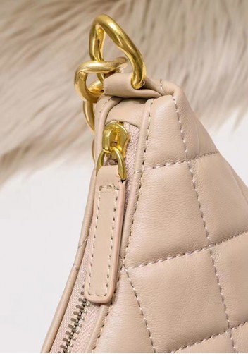 Adele Lambskin Chain Hobo Beige