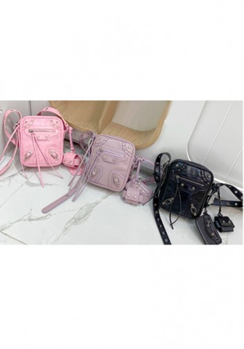 The Route 66 Vegan Leather Vertical Messenger Bag Pink