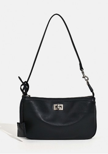 Monaco Glam Carry All Leather Clutch Bag Black Silver