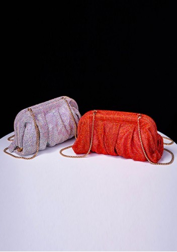 Elise Crystal-Embellished Pouch Orange