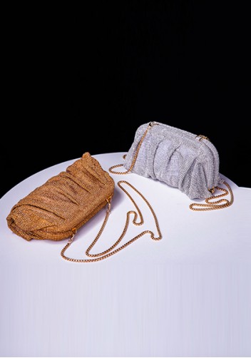 Elise Crystal-Embellished Pouch Gold