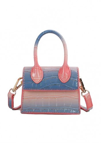 Small Is Beautiful Mini Bag Croc Vegan Leather Gradient Blue Small Is Beautiful Mini Bag Croc Vegan Leather Gradient Blue