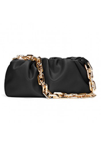 Dina Leather Clutch Chain Bag Black
