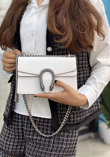 Jess Medium Leather Shoulder Bag White